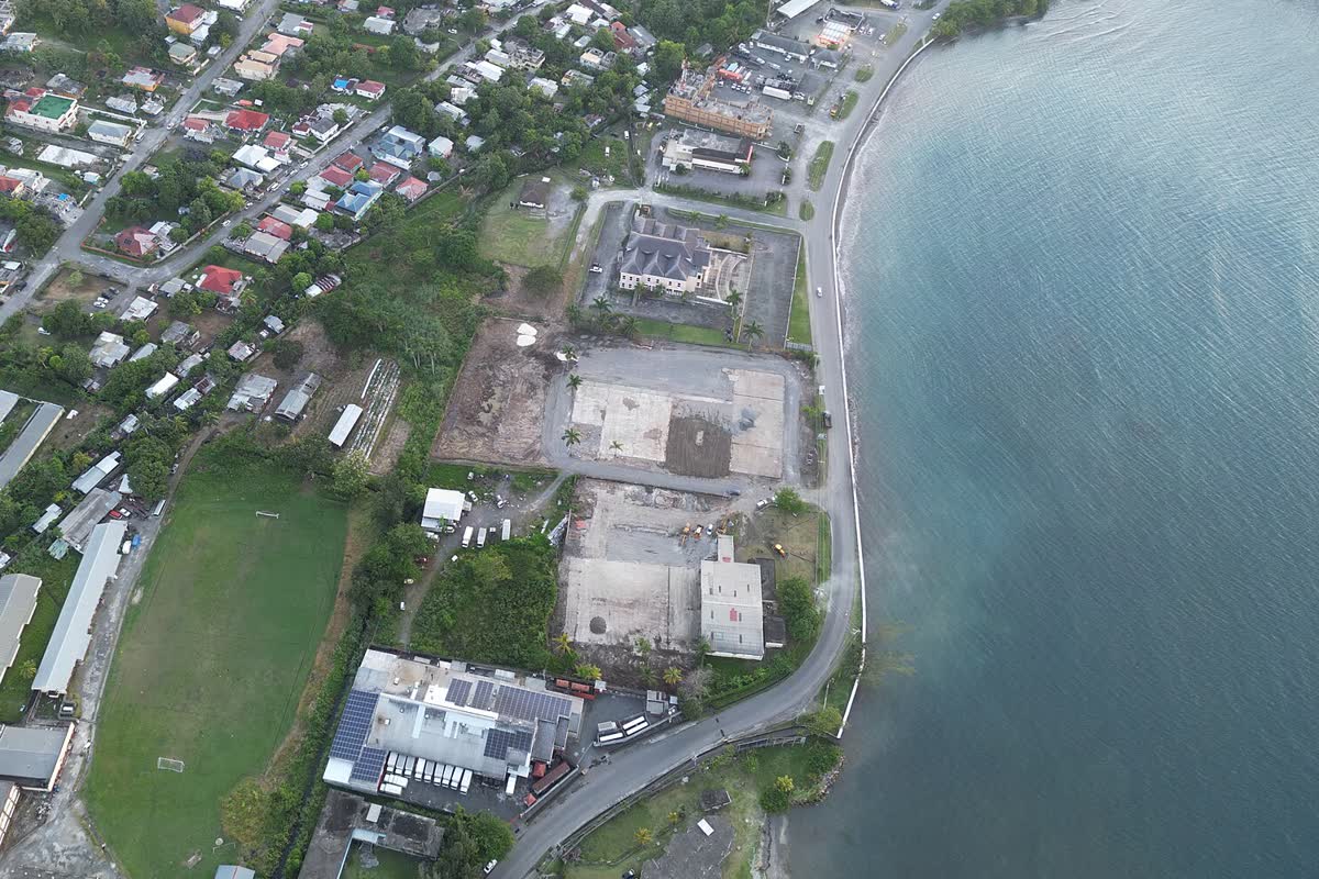 Aerial view of the Boundbrook waterfront in Port Antonio, where Bayshore Plaza is located